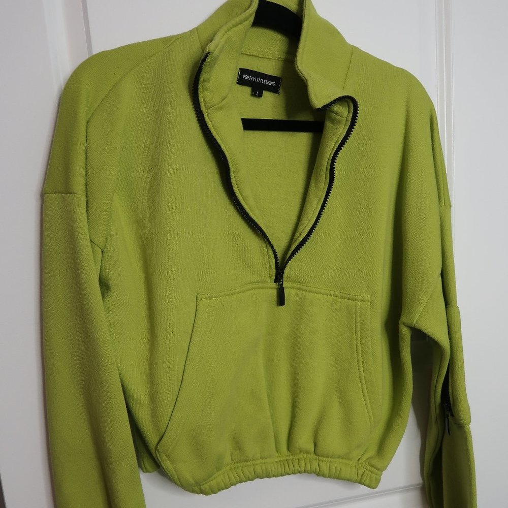 PLT Lime Green Cropped Pullover Half-Zip